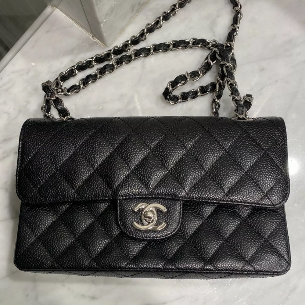 New Chanel Classic Double Flap Small Caviar Black Silver Hardware